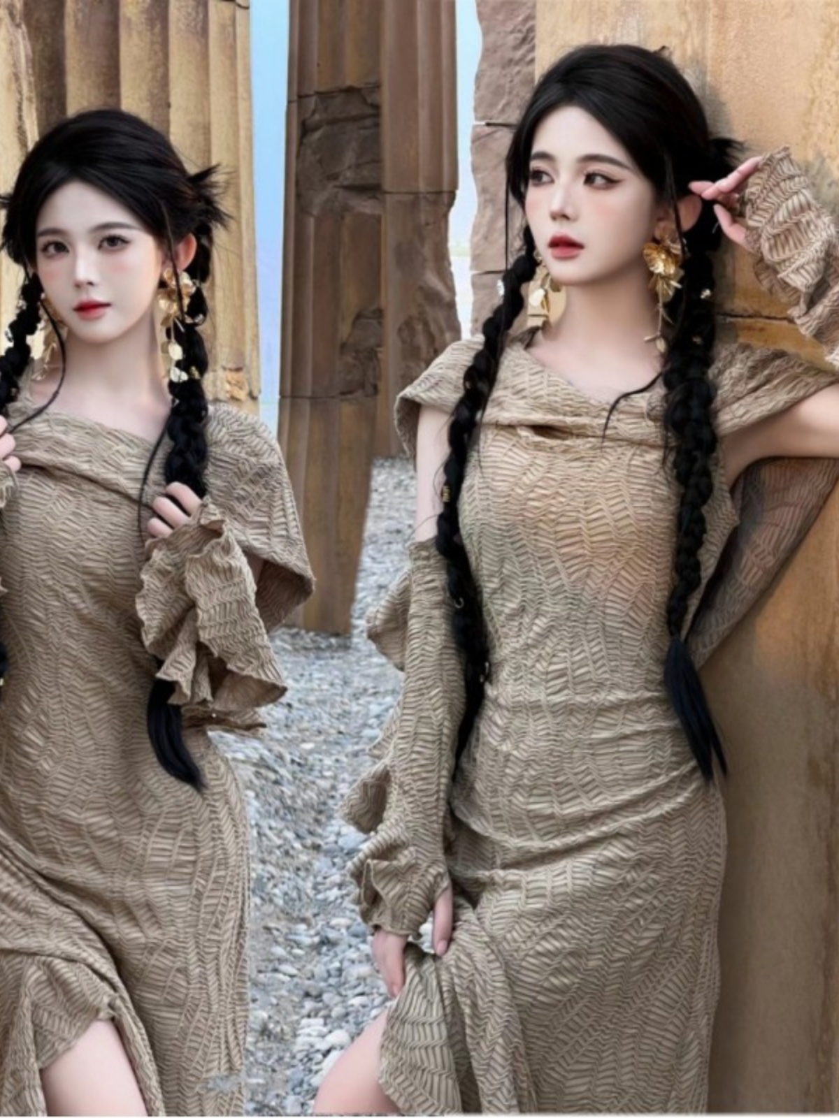 Vestido Longo com Tema Desérti - Ethnic Style Dresses avaliação e preço