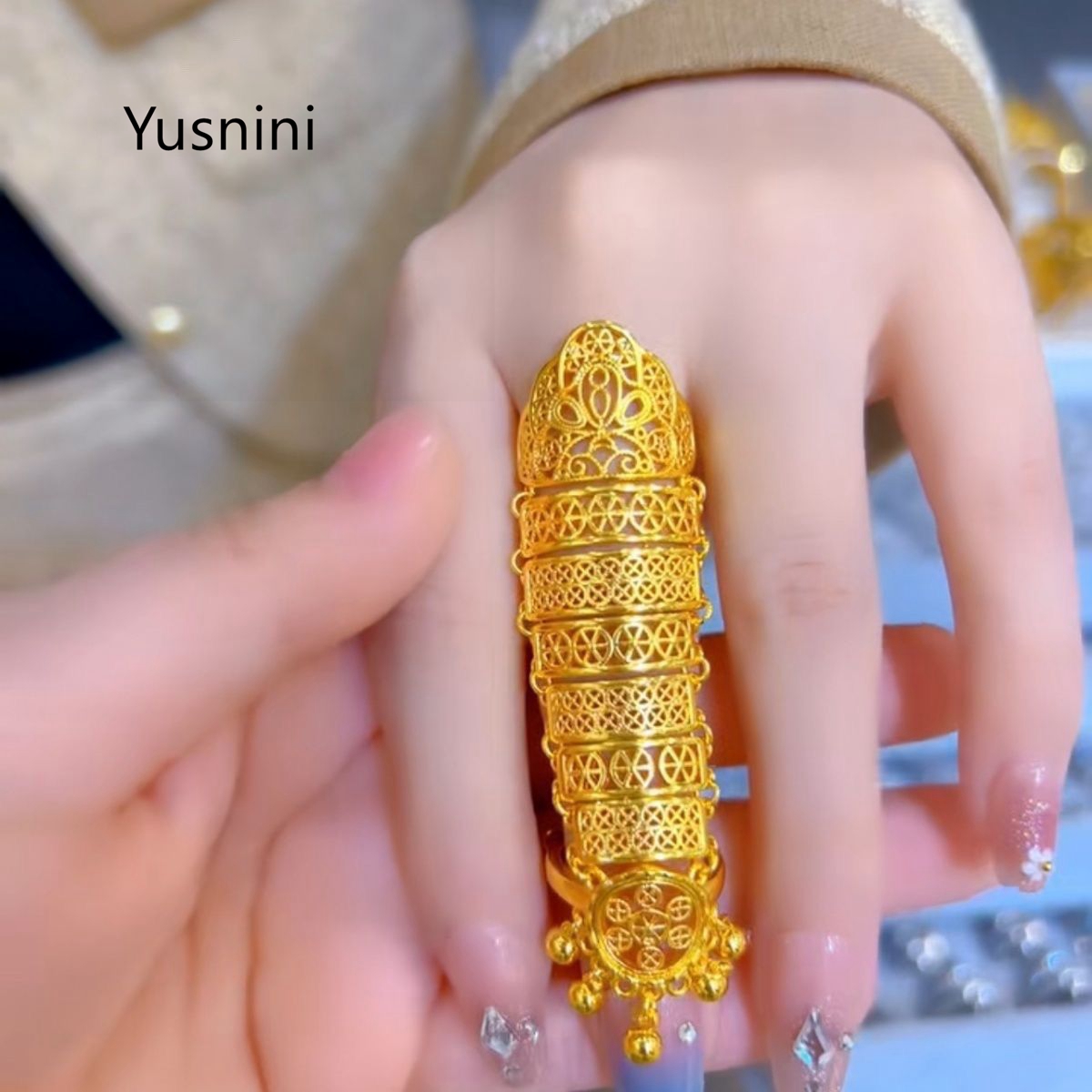 Anel Feminino Banhado a Ouro 2 - Ethnic Fashion In Dubai avaliação e preço