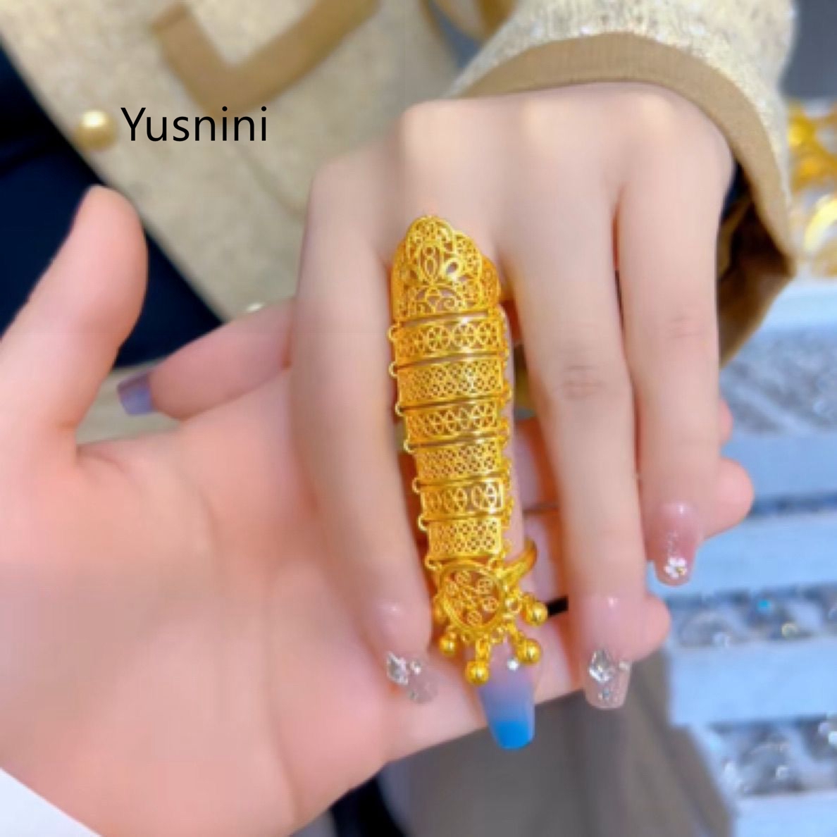 Anel Feminino Banhado a Ouro 2 - Ethnic Fashion In Dubai avaliação e preço