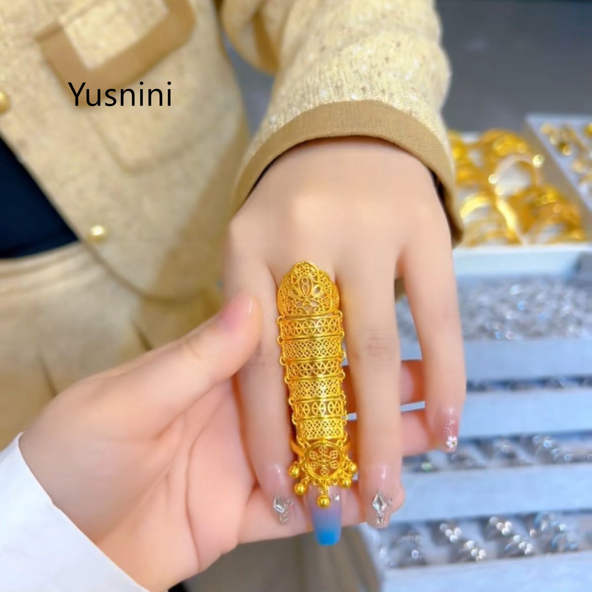 Anel Feminino Banhado a Ouro 2 - Ethnic Fashion In Dubai avaliação e preço